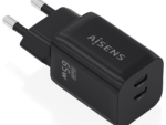 CARGADOR AISENS GaN 65W 2xUSB-C PD3.0 QC4.0 NEGRO