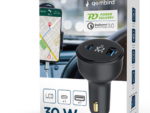 CARGADOR RAPIDO PARA COCHE GEMBIRD USB DE 2 PUERTOS, TIPO C PD, LCD, 30 W,NEGRO