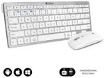 COMBO TECLADO RATON SUBBLIM MULTIDISPOSITIVO BLUETOOTH PLATEADO/BLANCO