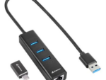 HUB USB SHARKOON 3X3.2 GEN 1 + RJ45 ALUMINIO NEGRO