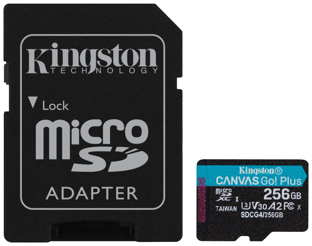 MICRO SD KINGSTON 256GB CANVAS GO PLUS U3 V30 CON ADAPTADOR