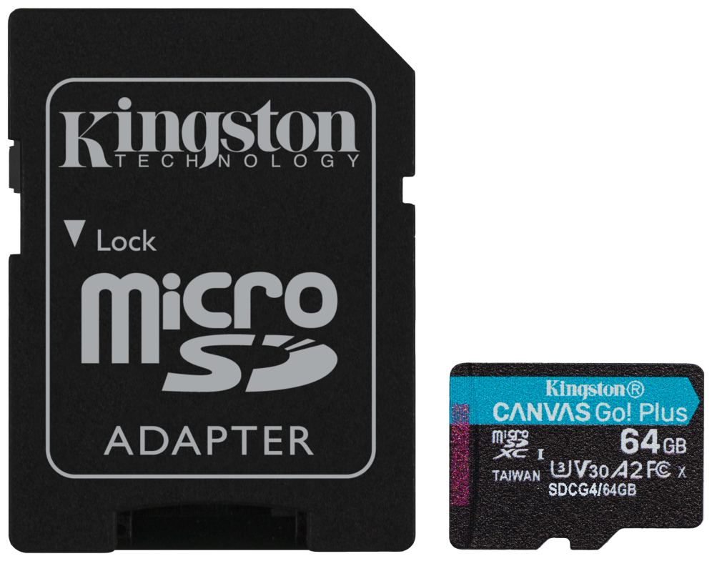 MICRO SD KINGSTON 64GB CANVAS GO PLUS U3 V30 CON ADAPTADOR