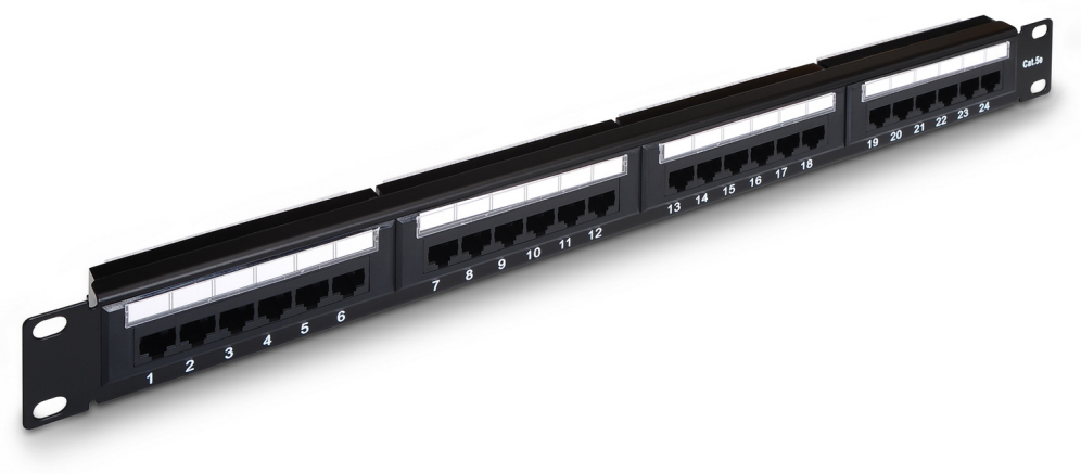 PANEL PARCHEO AISENS 24 PUERTOS RJ45 CAT.5E UTP 19 1U DUAL IDC NEGRO