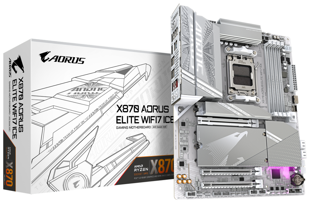 PLACA BASE GIGABYTE X870 A ELITE WF7 ICE G10 AM5 ATX 4XDDR5