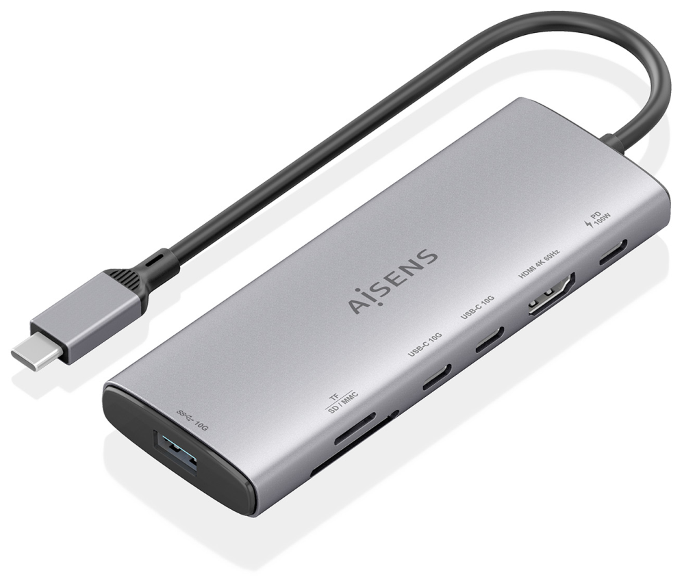 USB-C DOCK AISENS 7 EN 1 HDMI USB 10G 2XUSB-C 10G SD MICRO SD PD 100W