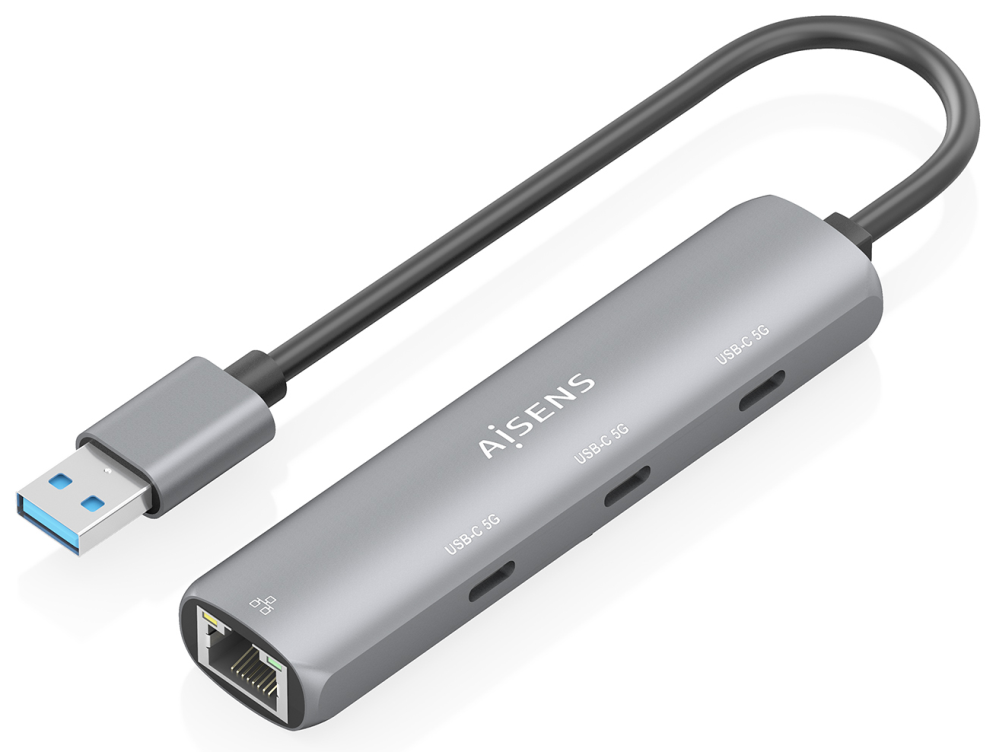 USB3.0 DOCK AISENS USB-A A ETHERNET GIGABIT HUB 3XUSB-C GRIS 15CM