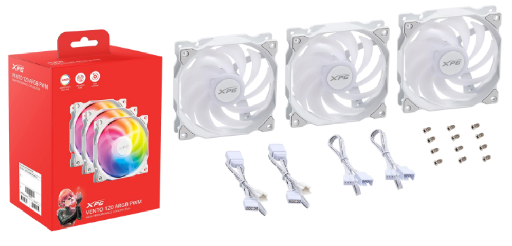 VENTILADOR CAJA XPG VENTO 120MM BLANCO RGB X3